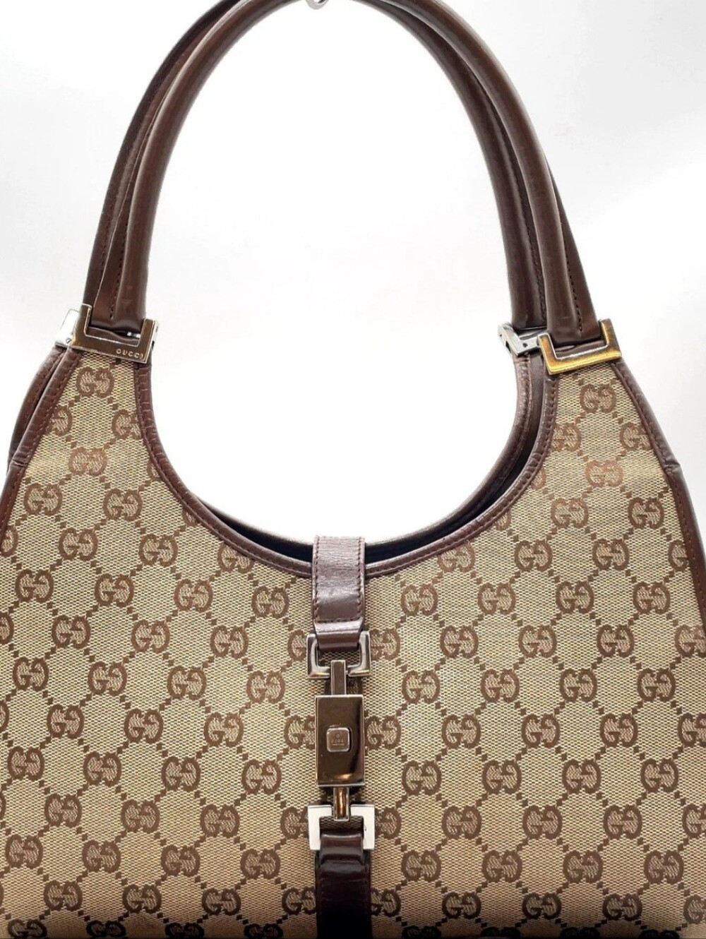 Gucci Vintage GG Canvas Jackie O Hobo Shoulder Bag 01719 W/dustbag